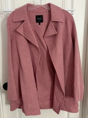 Theory Clairene Double Face Wool Cashmere Coat Jacket Mauve Pink Size Small
